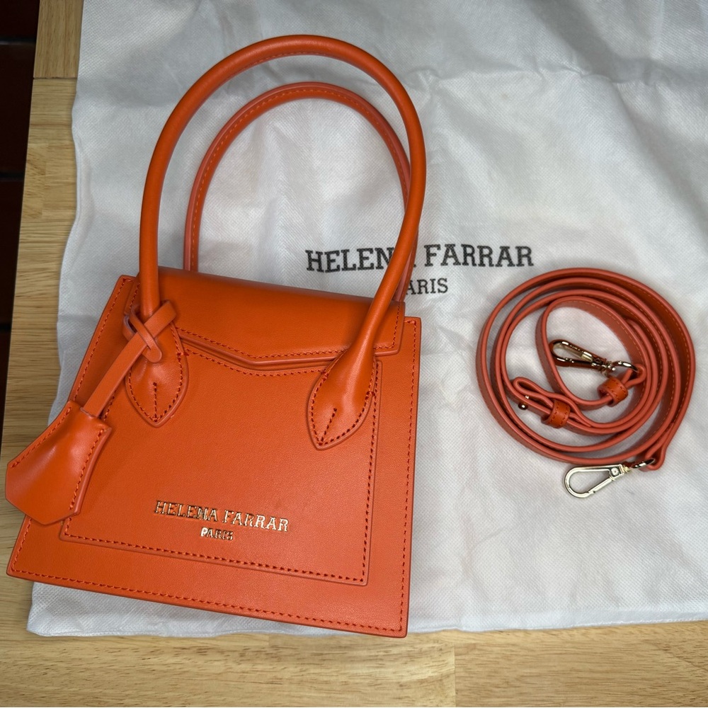 Helena Farrar Merci Mini Handbag in Papaya Orange Leather